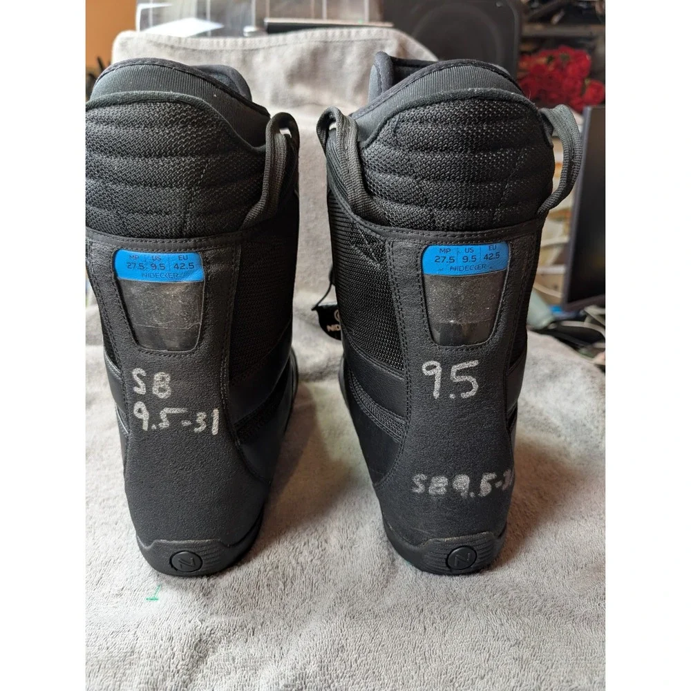 Nidecker BOA Snowboard Boots Mens 9.5 Black All Mountain Snowboarding Gear